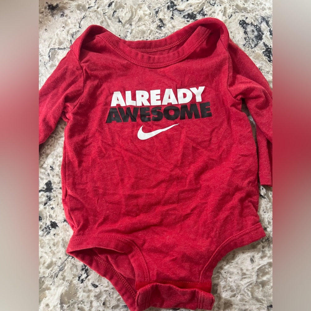 Nike 6 month red onesie